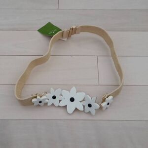 Kate Spade Women's Natural Fresh 28mm Flower Weave Belt Tan